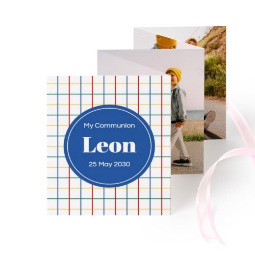 Fold out photo card Portrait pink ribbon - set of 12 (7,1 x 8,8 cm)