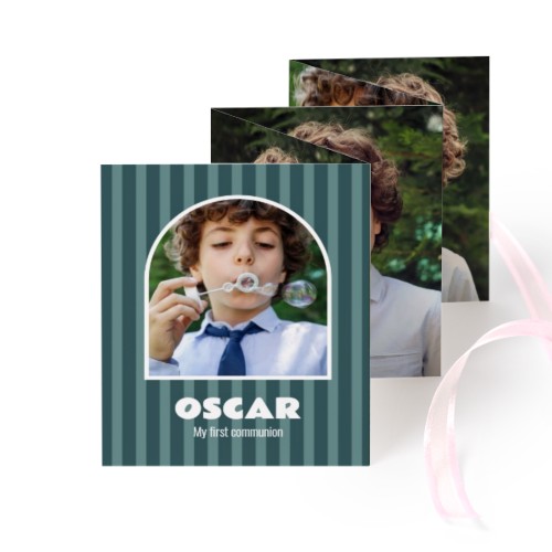 Fold out photo card Portrait pink ribbon - set of 12 (7,1 x 8,8 cm)