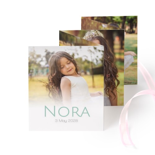 Fold out photo card Portrait pink ribbon - set of 12 (7,1 x 8,8 cm)