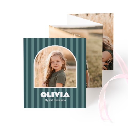 Fold out photo card Portrait pink ribbon - set of 12 (7,1 x 8,8 cm)