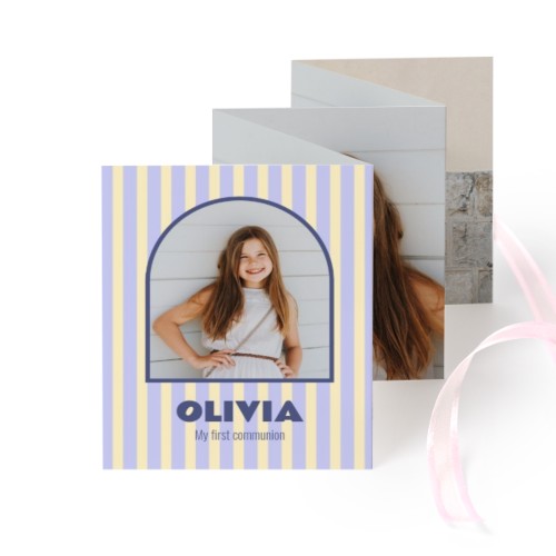 Fold out photo card Portrait pink ribbon - set of 12 (7,1 x 8,8 cm)