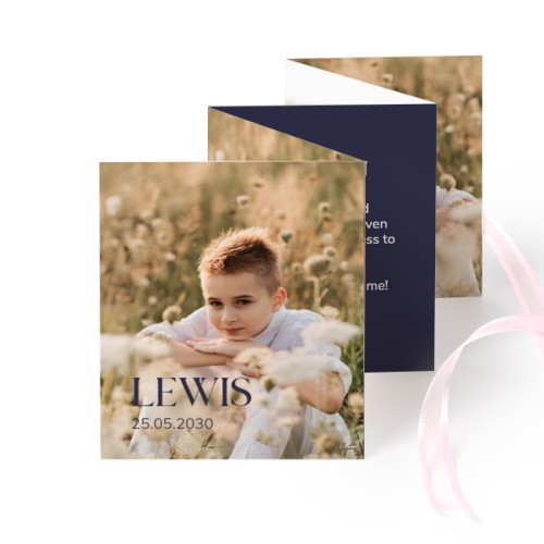 Fold out photo card Portrait pink ribbon - set of 12 (7,1 x 8,8 cm)