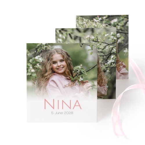 Portfoliokaart Rechthoek (Set van 12) Roze lint (7,1 x 8,8 cm)