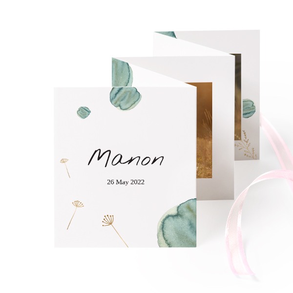 Fold out photo card Portrait pink ribbon - set of 12 (7,1 x 8,8 cm)