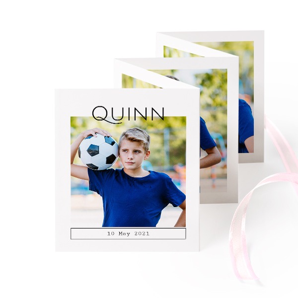 Fold out photo card Portrait pink ribbon - set of 12 (7,1 x 8,8 cm)