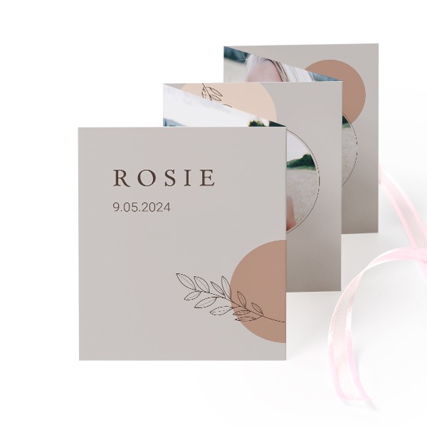 Fold out photo card Portrait pink ribbon - set of 12 (7,1 x 8,8 cm)