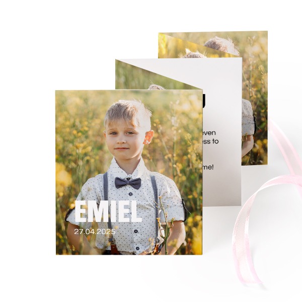 Carte portfolio Portrait (lot de 12) ruban rose (7,1 x 8,8 cm)