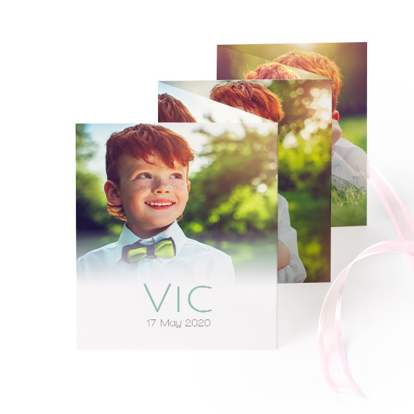 Fold out photo card Portrait pink ribbon - set of 12 (7,1 x 8,8 cm)