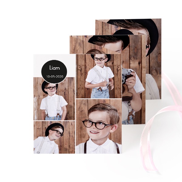 Zigzag fotokaartje Staand Roze lint - Set van 12 (7,1 x 8,8 cm)