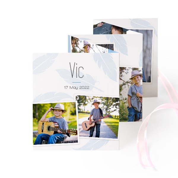 Fold out photo card Portrait pink ribbon - set of 12 (7,1 x 8,8 cm)