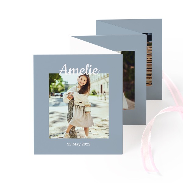 Fotokort 10 sider Portræt Lyserøde bånd - 12 stk (7,1 x 8,8 cm)