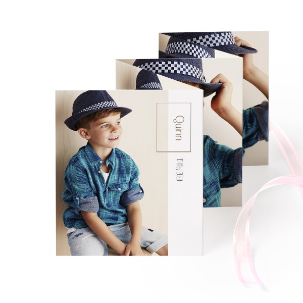 Fold out photo card Portrait pink ribbon - set of 12 (7,1 x 8,8 cm)