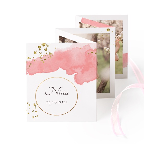 Portfoliokaart Staand (Set van 12) Roze lint