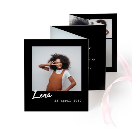 Fotokort 10 sider Stående Rosa bånd - 12 stk (7,1 x 8,8 cm)