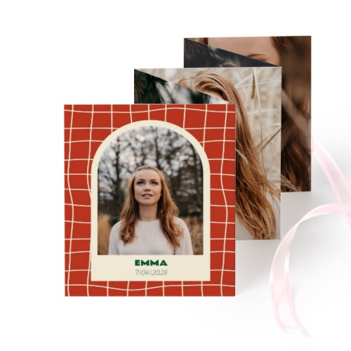 Carte portfolio Portrait (lot de 12) ruban rose (7,1 x 8,8 cm)