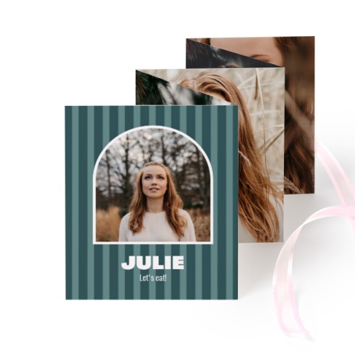 Carte portfolio Portrait (lot de 12) ruban rose (7,1 x 8,8 cm)