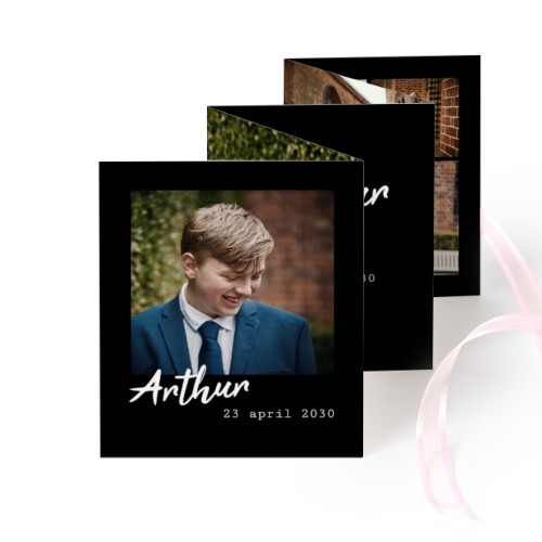 Carte portfolio Portrait (lot de 12) ruban rose (7,1 x 8,8 cm)