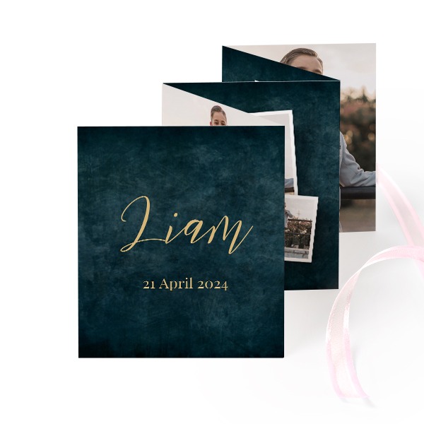 Fold out photo card Portrait pink ribbon - set of 12 (7,1 x 8,8 cm)