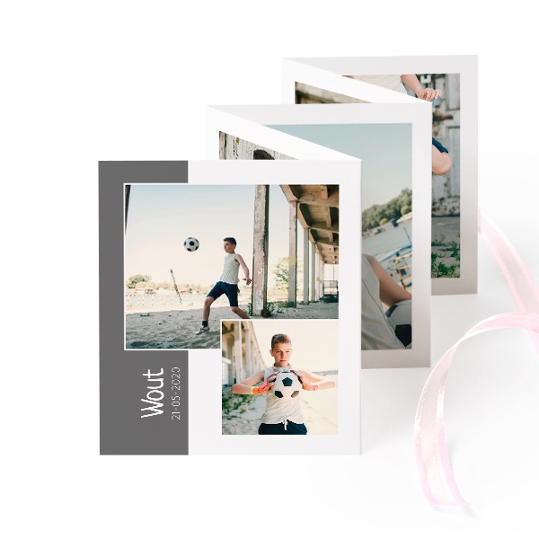 Fold out photo card Portrait pink ribbon - set of 12 (7,1 x 8,8 cm)