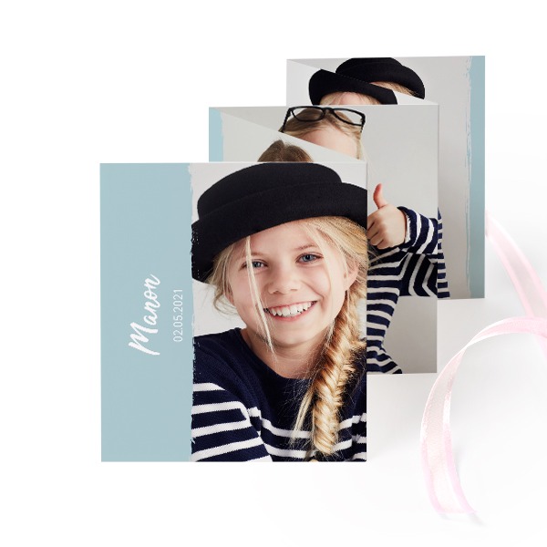 Fold out photo card Portrait pink ribbon - set of 12 (7,1 x 8,8 cm)