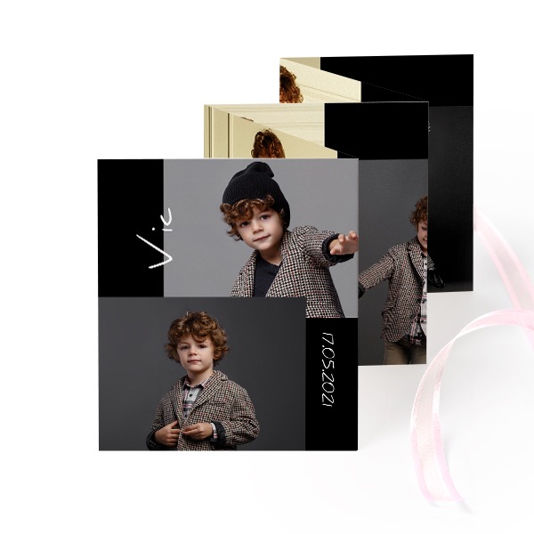 Fold out photo card Portrait pink ribbon - set of 12 (7,1 x 8,8 cm)