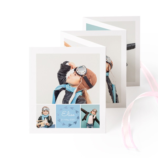 Carte portfolio Portrait (lot de 12) ruban rose (7,1 x 8,8 cm)