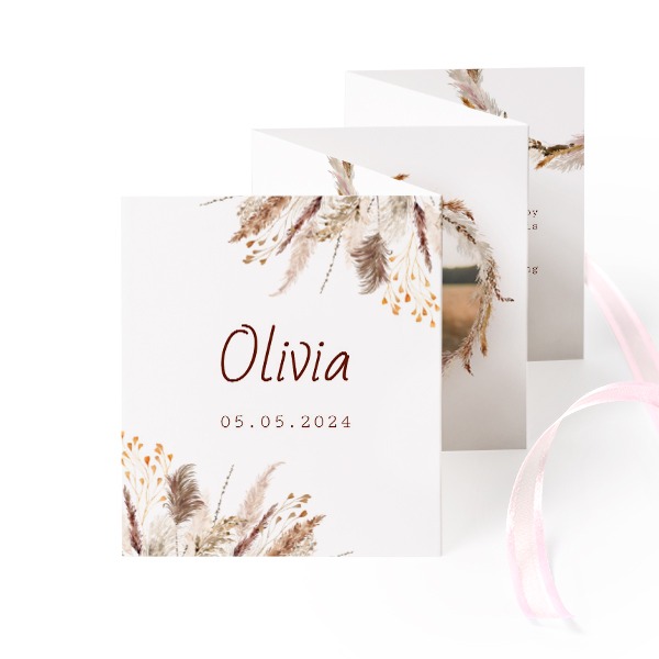 Fotokort 10 sider Stående Rosa bånd - 12 stk (7,1 x 8,8 cm)