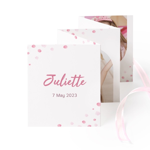 Fotokort 10 sider Portræt Lyserøde bånd - 12 stk (7,1 x 8,8 cm)