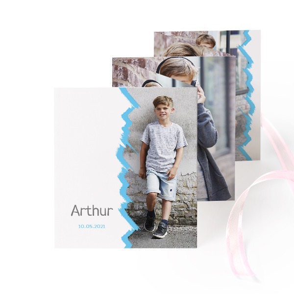 Fold out photo card Portrait pink ribbon - set of 12 (7,1 x 8,8 cm)