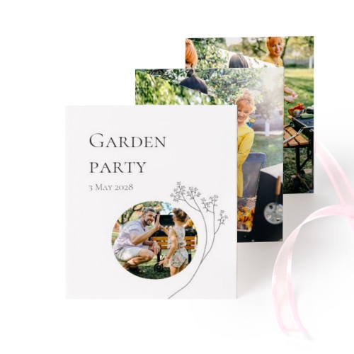 Grusskarte 10-seitig Hochformat Rosa Schleife - 12 Stk. (7,1 x 8,8 cm)