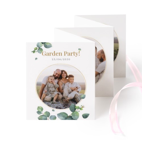 Zigzag fotokaartje Staand Roze lint - Set van 12 (7,1 x 8,8 cm)