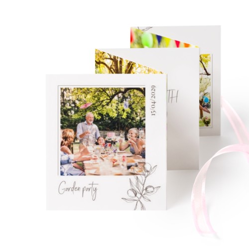 Fold out photo card Portrait pink ribbon - set of 12 (7,1 x 8,8 cm)