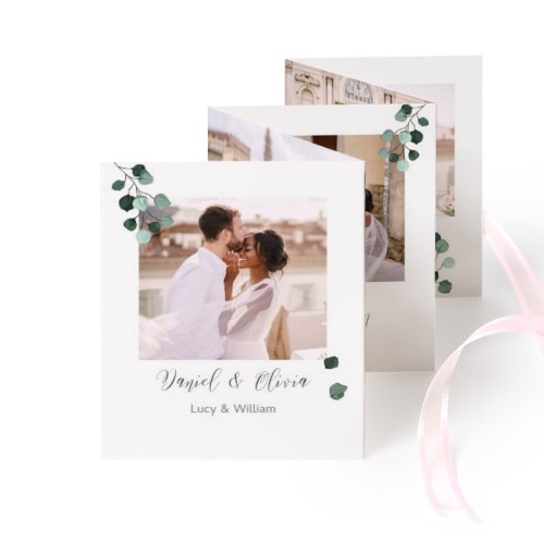 Carte portfolio Portrait (lot de 12) ruban rose (7,1 x 8,8 cm)