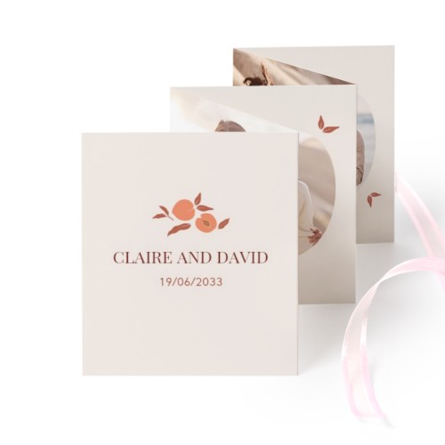 Carte portfolio Portrait (lot de 12) ruban rose (7,1 x 8,8 cm)