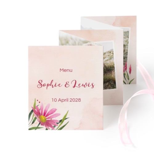 Carte portfolio Portrait (lot de 12) ruban rose (7,1 x 8,8 cm)