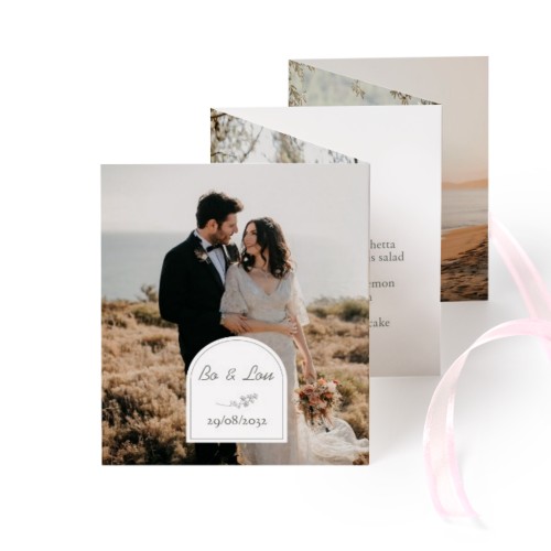 Fold out photo card Portrait pink ribbon - set of 12 (7,1 x 8,8 cm)