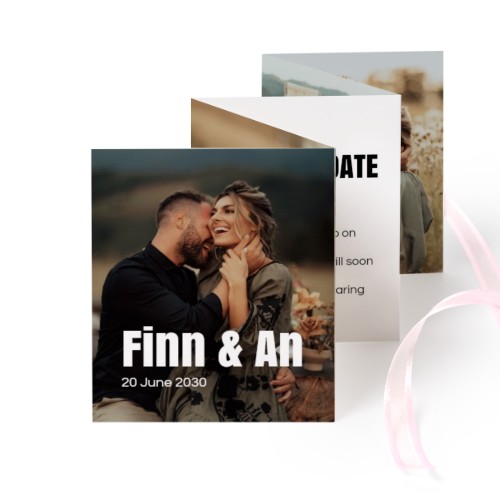 Carte portfolio Portrait (lot de 12) ruban rose (7,1 x 8,8 cm)