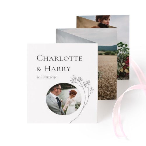 Fold out photo card Portrait pink ribbon - set of 12 (7,1 x 8,8 cm)