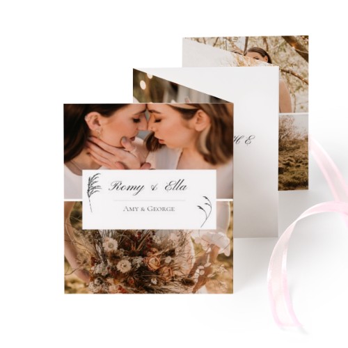Fold out photo card Portrait pink ribbon - set of 12 (7,1 x 8,8 cm)