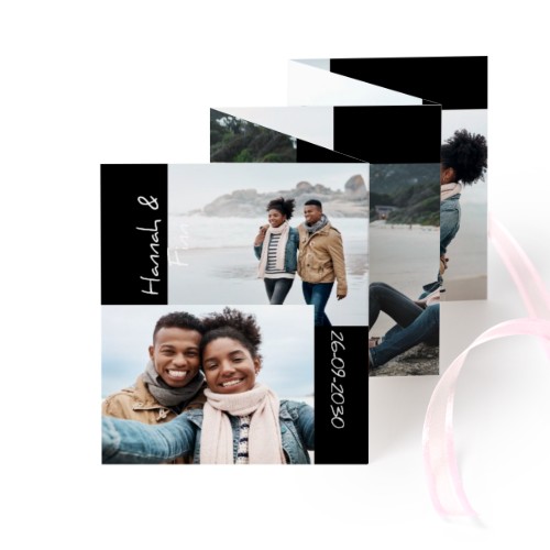 Fold out photo card Portrait pink ribbon - set of 12 (7,1 x 8,8 cm)