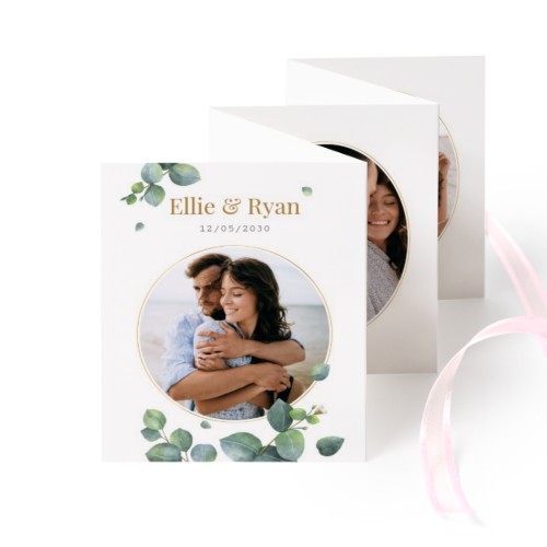 Fold out photo card Portrait pink ribbon - set of 12 (7,1 x 8,8 cm)