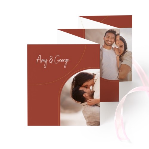 Fold out photo card Portrait pink ribbon - set of 12 (7,1 x 8,8 cm)