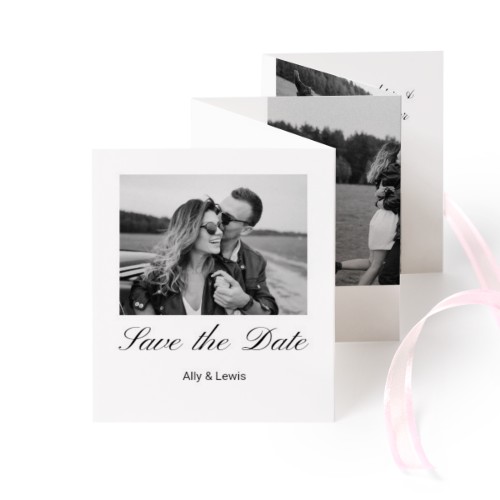 Zigzag fotokaartje Staand Roze lint - Set van 12 (7,1 x 8,8 cm)