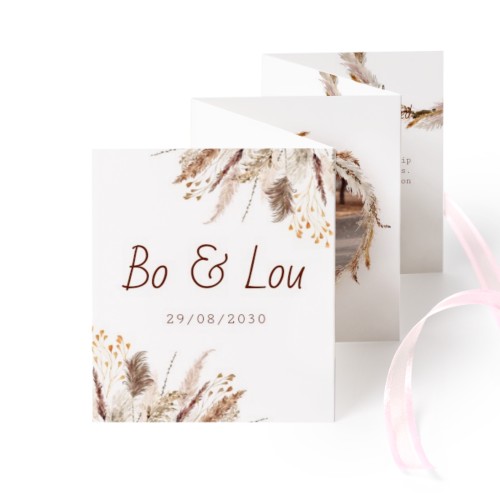 Fold out photo card Portrait pink ribbon - set of 12 (7,1 x 8,8 cm)
