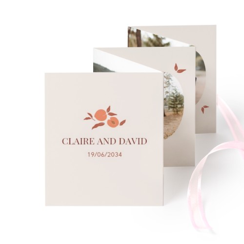 Carte portfolio Portrait (lot de 12) ruban rose (7,1 x 8,8 cm)