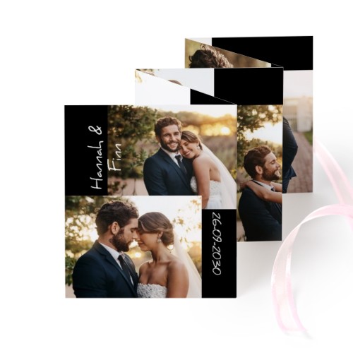 Fold out photo card Portrait pink ribbon - set of 12 (7,1 x 8,8 cm)