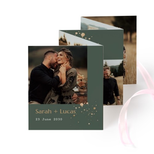 Carte portfolio Portrait (lot de 12) ruban rose (7,1 x 8,8 cm)