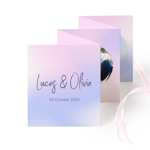 Fold out photo card Portrait pink ribbon - set of 12 (7,1 x 8,8 cm)