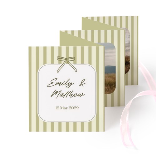 Portfoliokaart Rechthoek (Set van 12) Roze lint (7,1 x 8,8 cm)