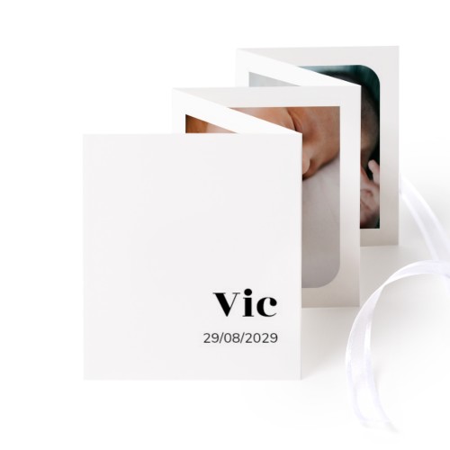Fold out photo card Portrait white ribbon - set of 12 (7,1 x 8,8 cm)